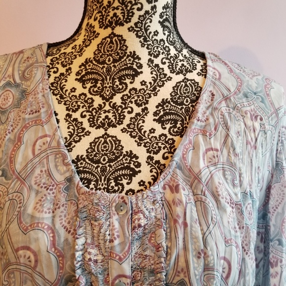 Venezia Women's Pastel Sheer Crinkle Shirt 14/16 - Picture 2 of 8